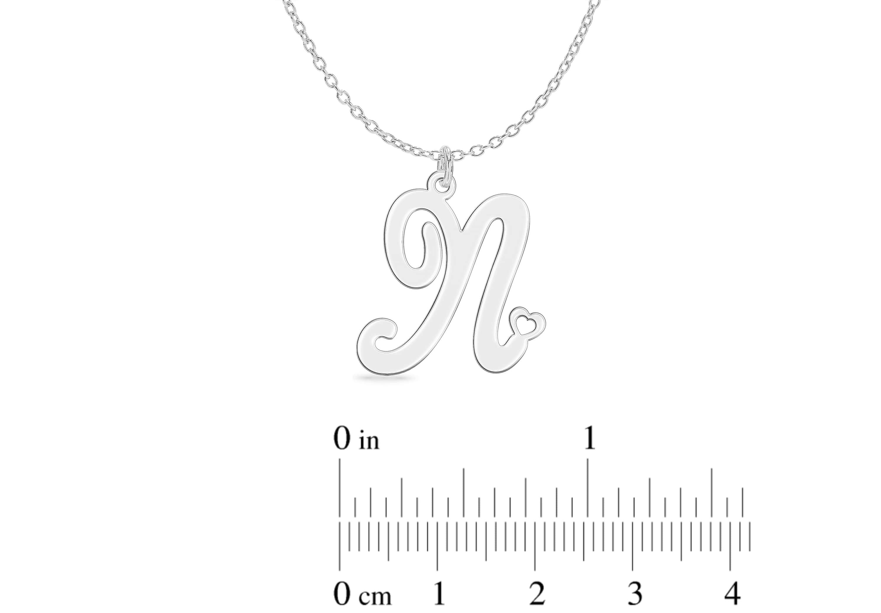 Initial Engraved Pendant Necklace Heart