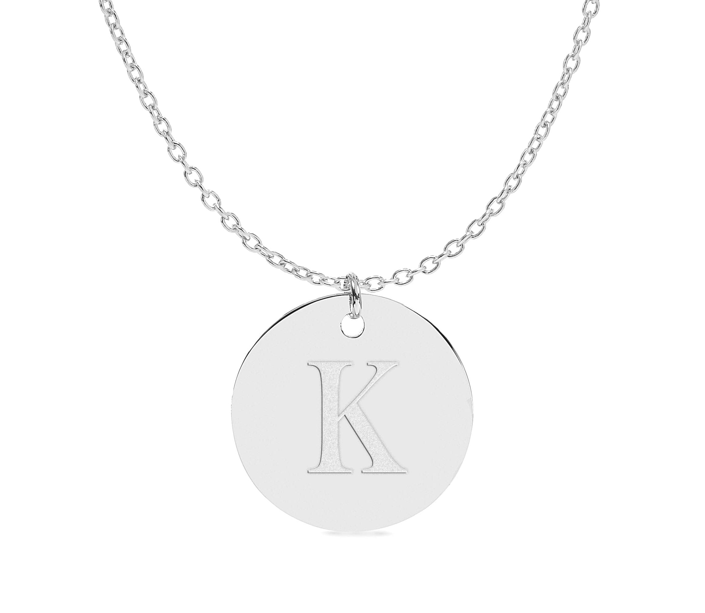 Initial Engraved Disc Pendant Necklace