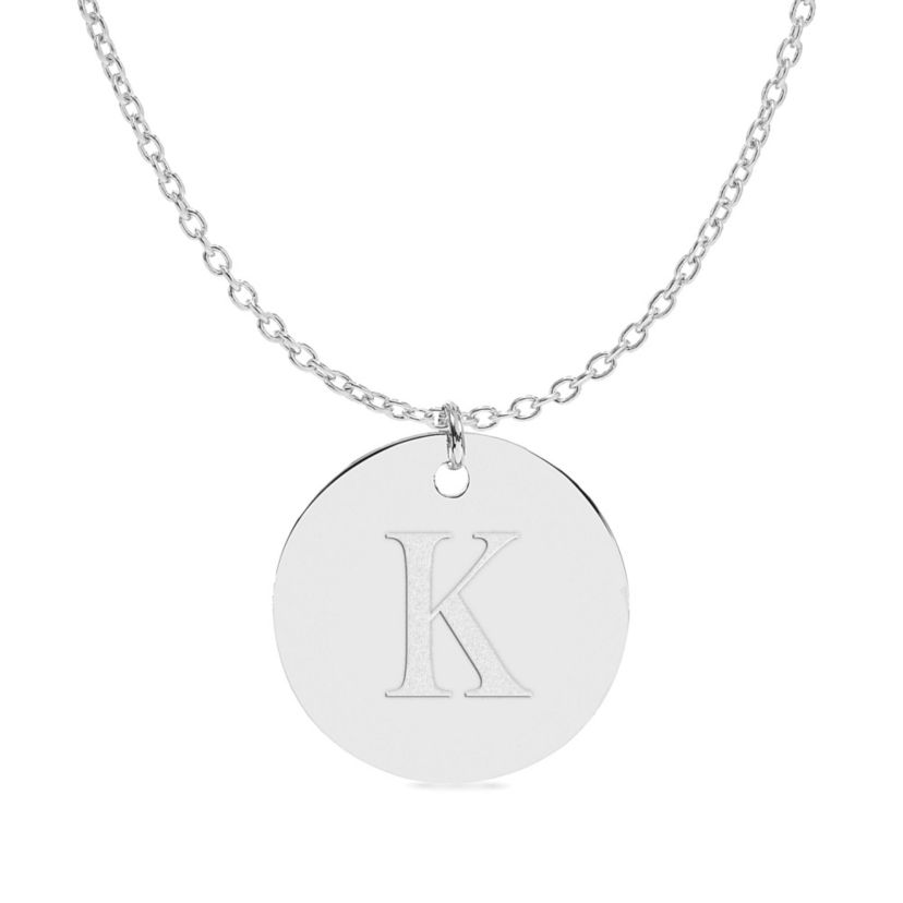 Initial Engraved Disc Pendant Necklace