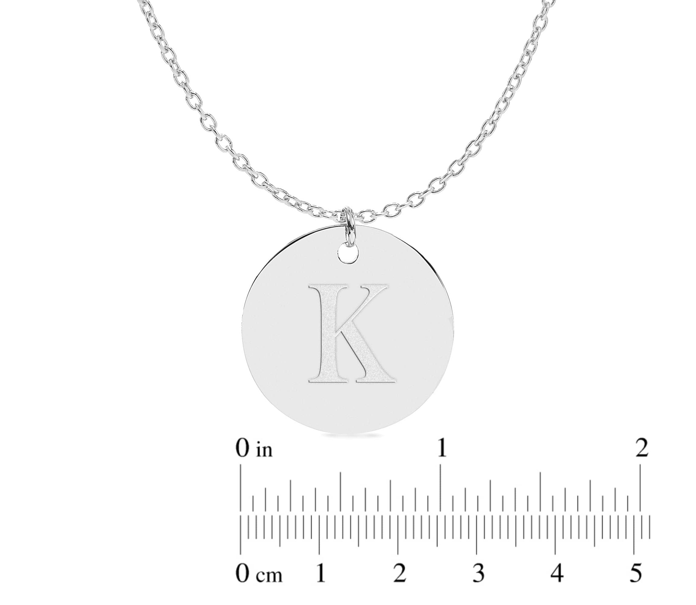 Initial Engraved Disc Pendant Necklace