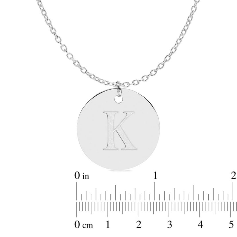 Initial Engraved Disc Pendant Necklace