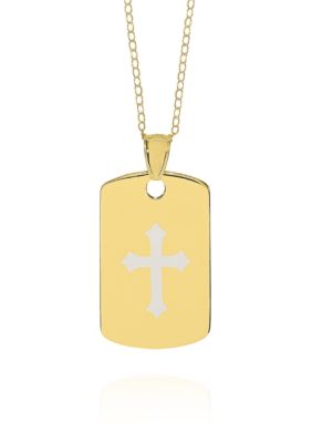 Belk & Co. 14k Yellow Gold Cross Dog Tag Pendant | belk