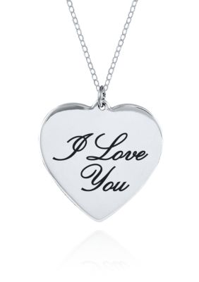 Belk & Co Sterling Silver I Love You Heart Pendant, Grey