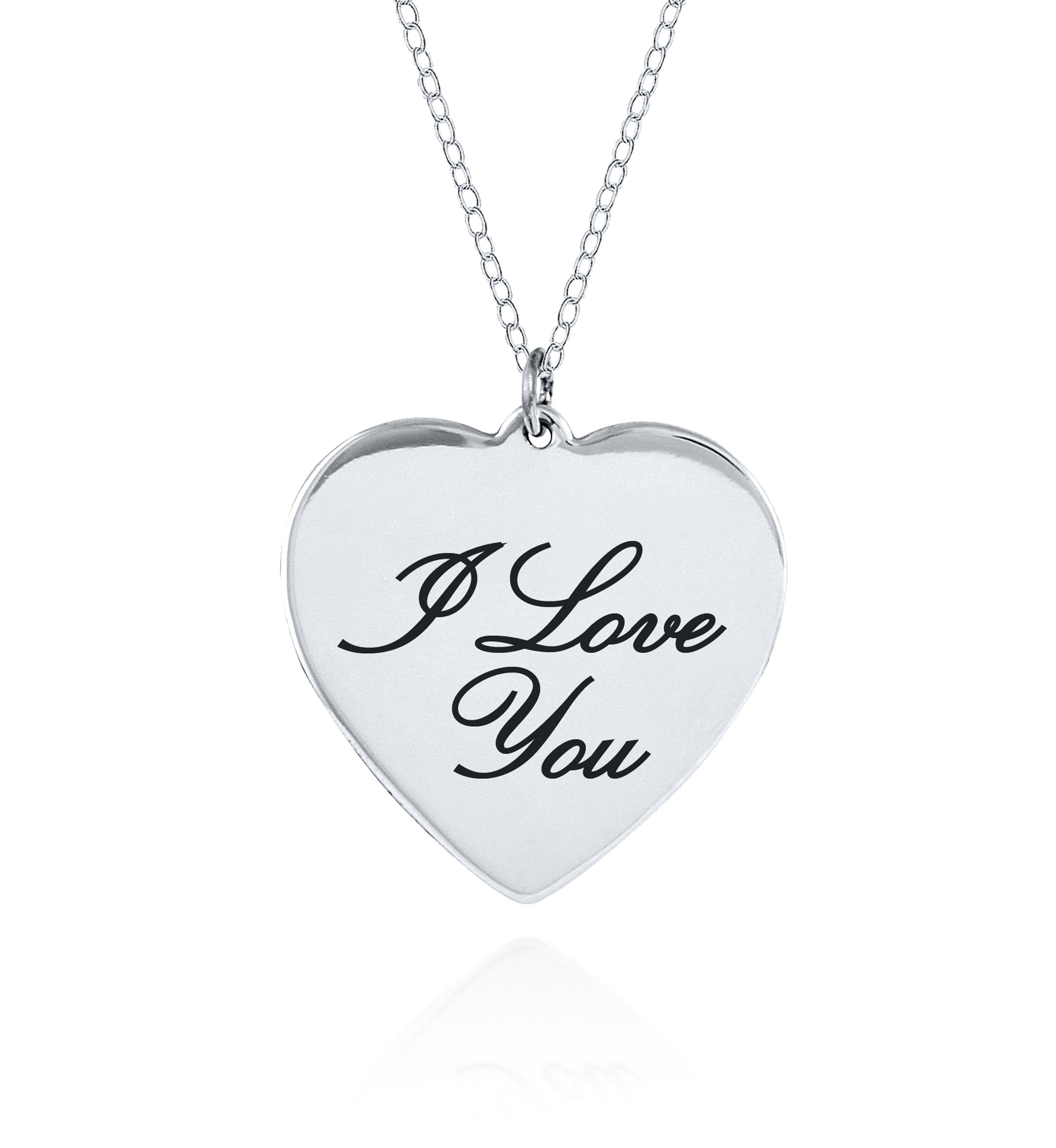 Sterling Silver I Love You Heart Pendant