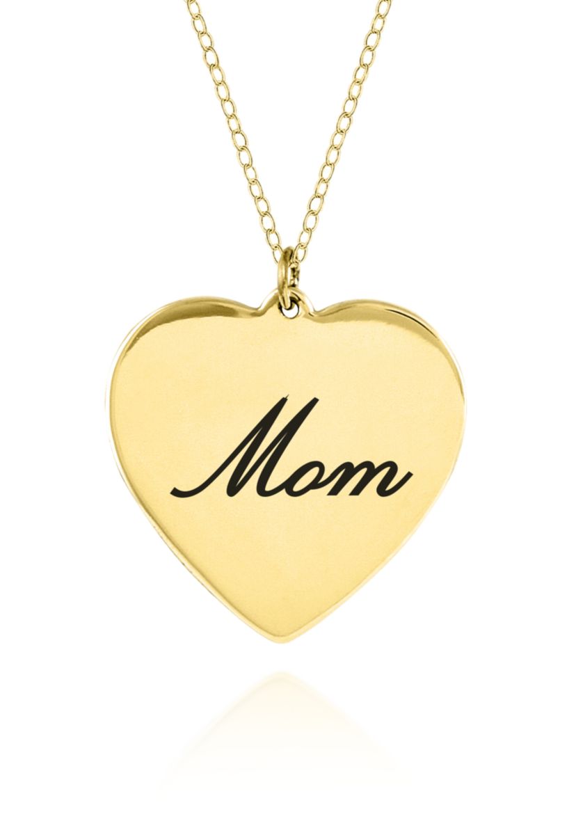 14k Yellow Gold Mom Heart Pendant