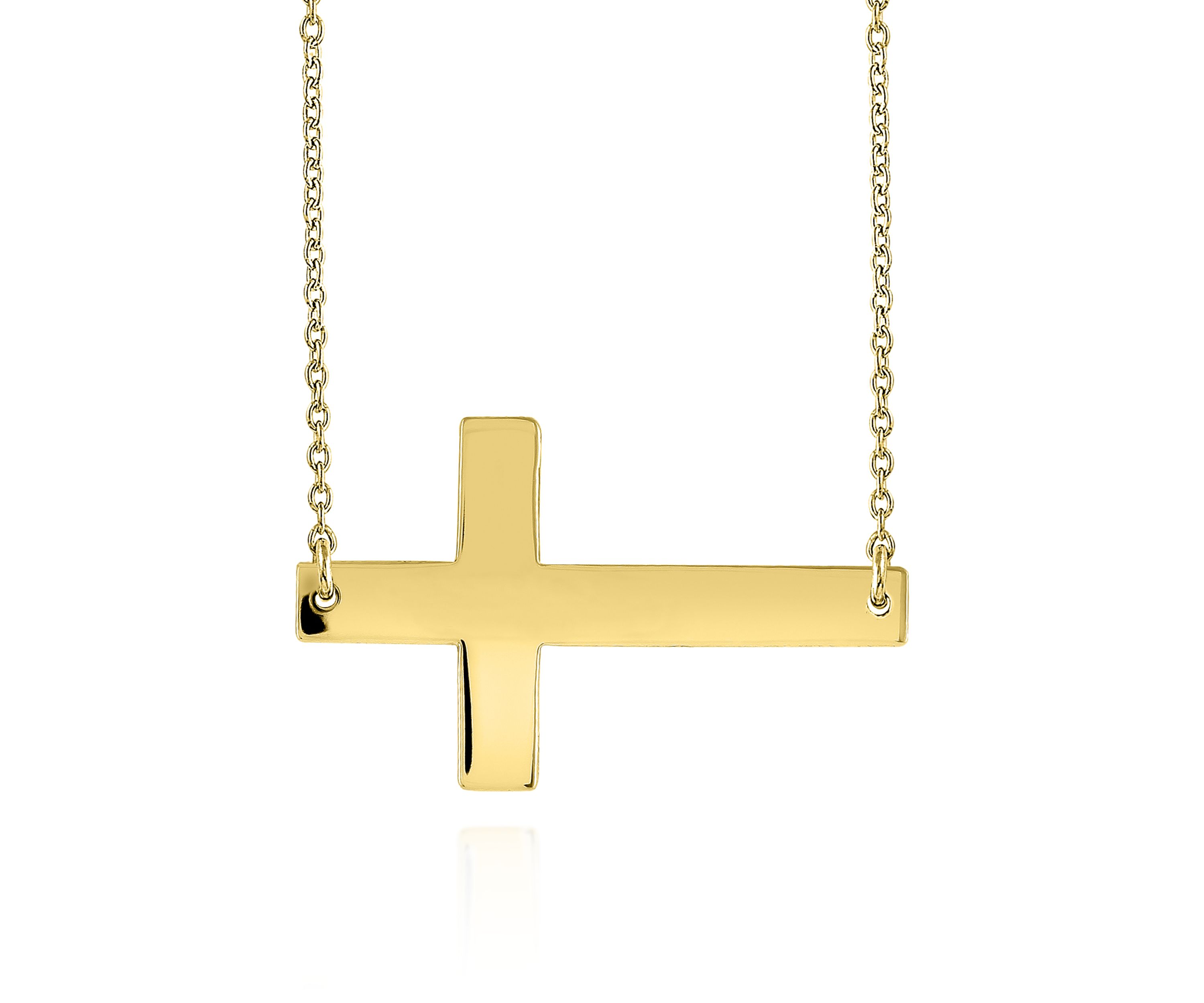 10k Yellow Gold Sideways Cross Necklace