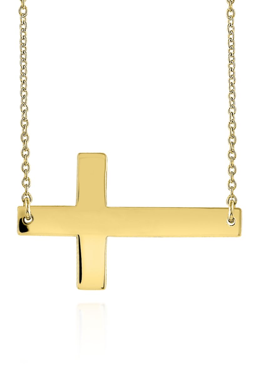 10k Yellow Gold Sideways Cross Necklace