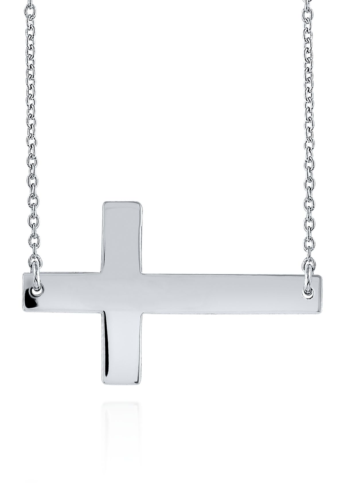 Sterling Silver Sideways Cross Necklace