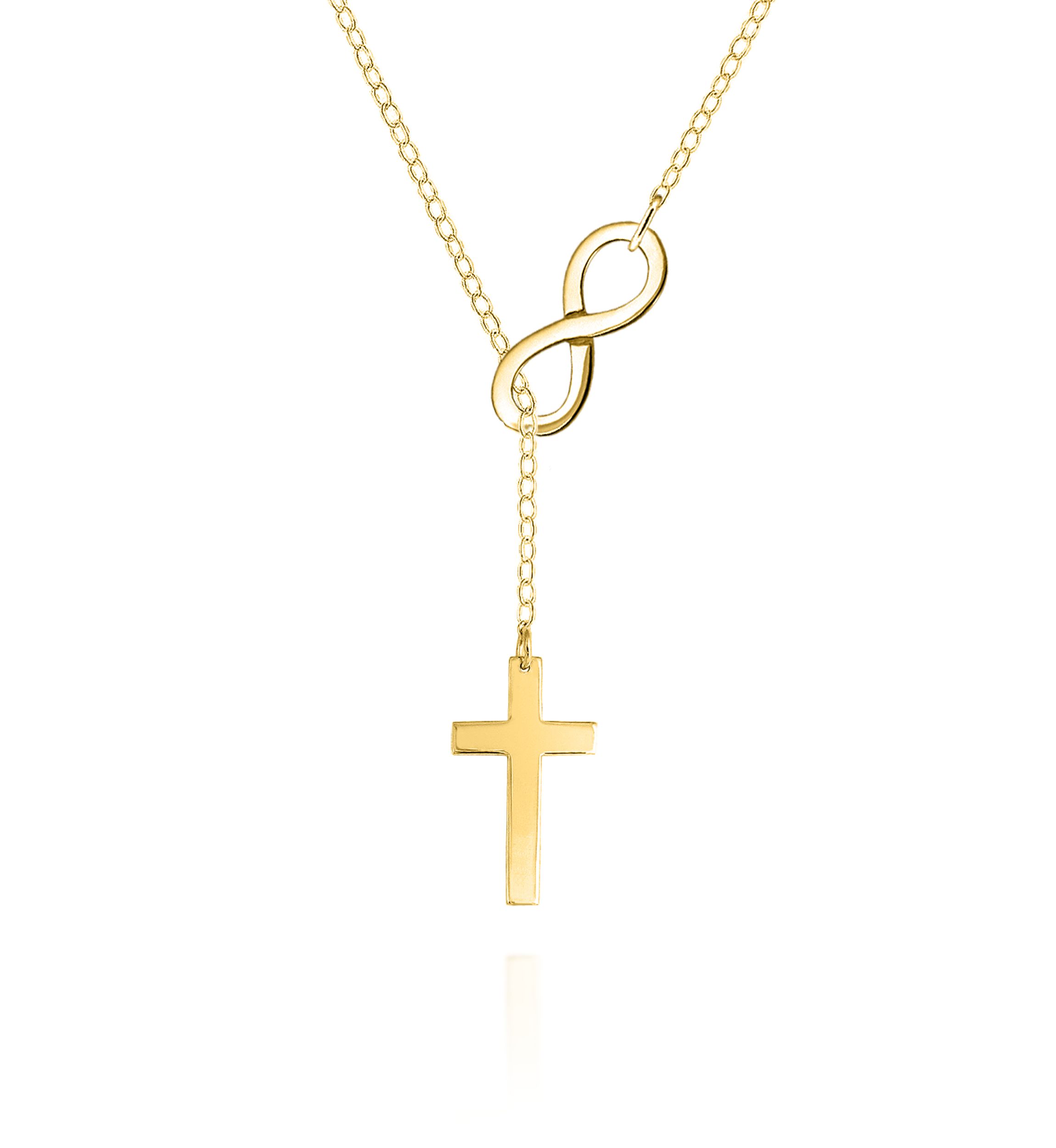 14k Yellow Gold Infinity Cross Pendant