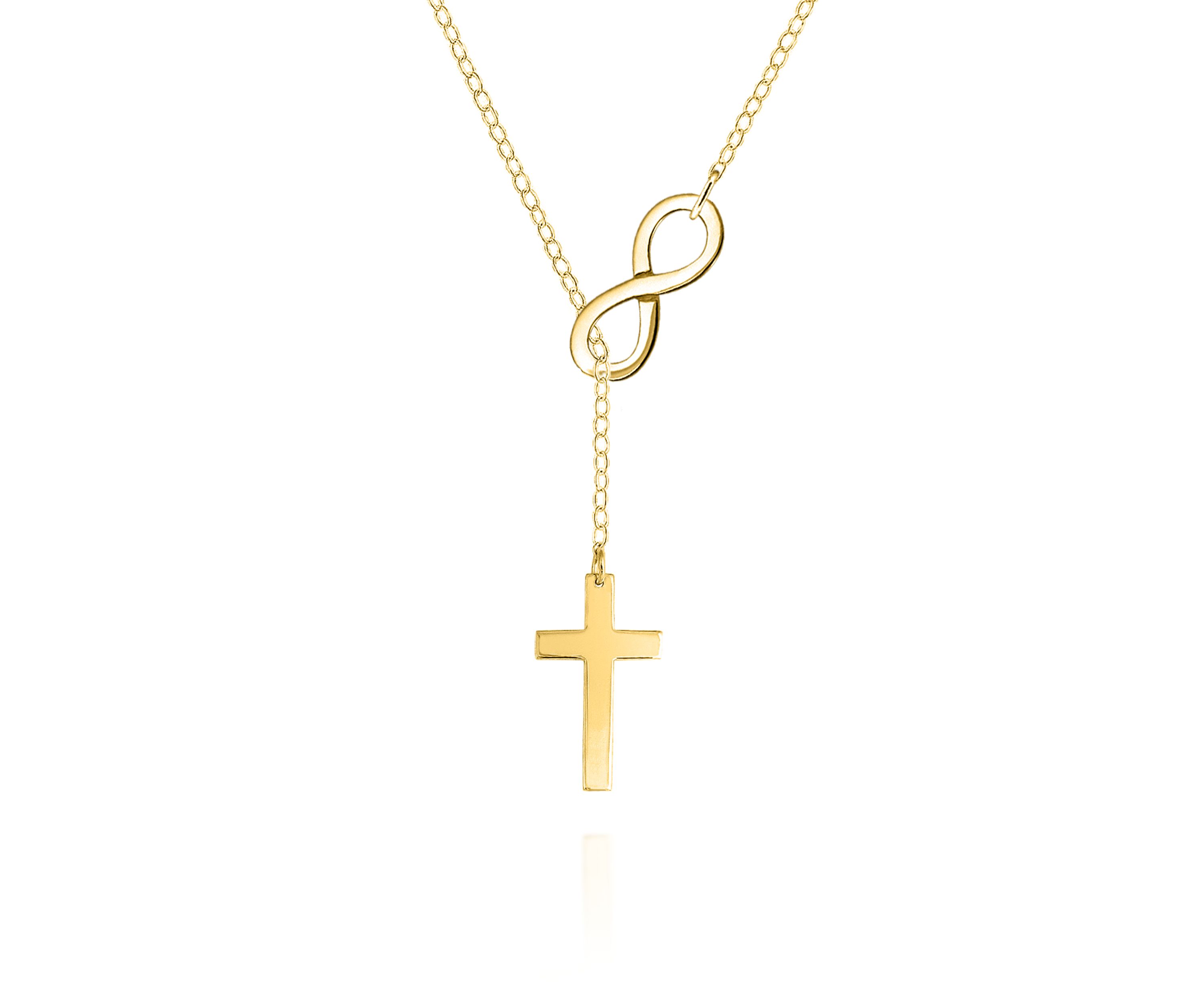 14k Yellow Gold Infinity Cross Pendant
