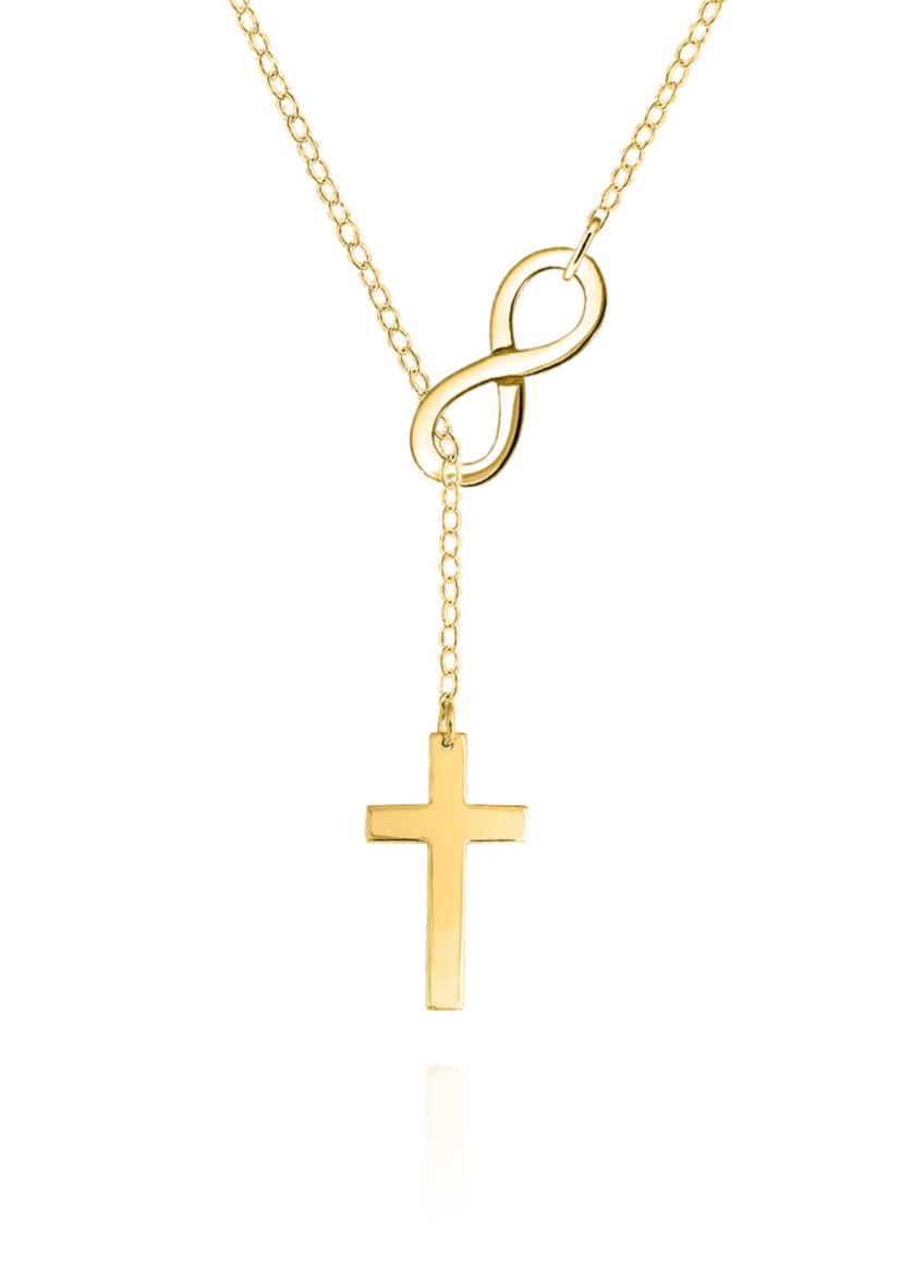 14k Yellow Gold Infinity Cross Pendant