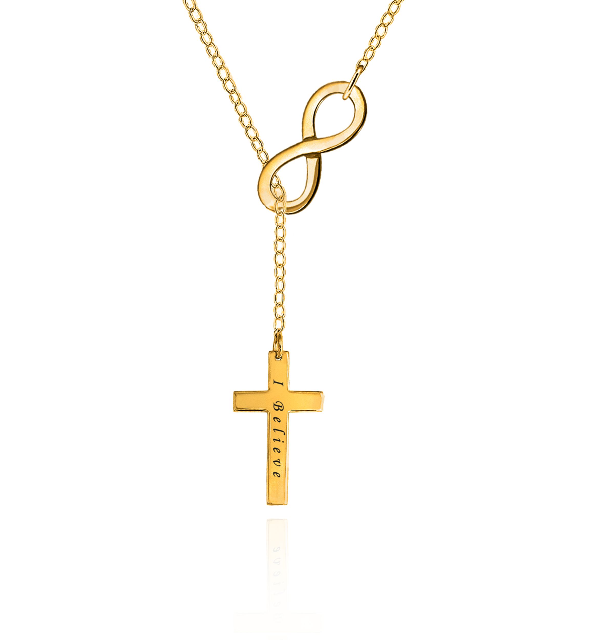 14k Yellow Gold Infinity Cross Necklace