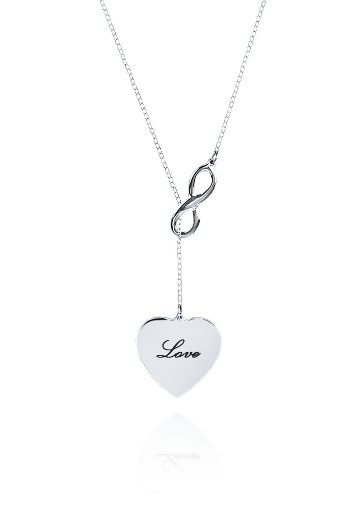 Sterling Silver Infinity Heart Love Necklace