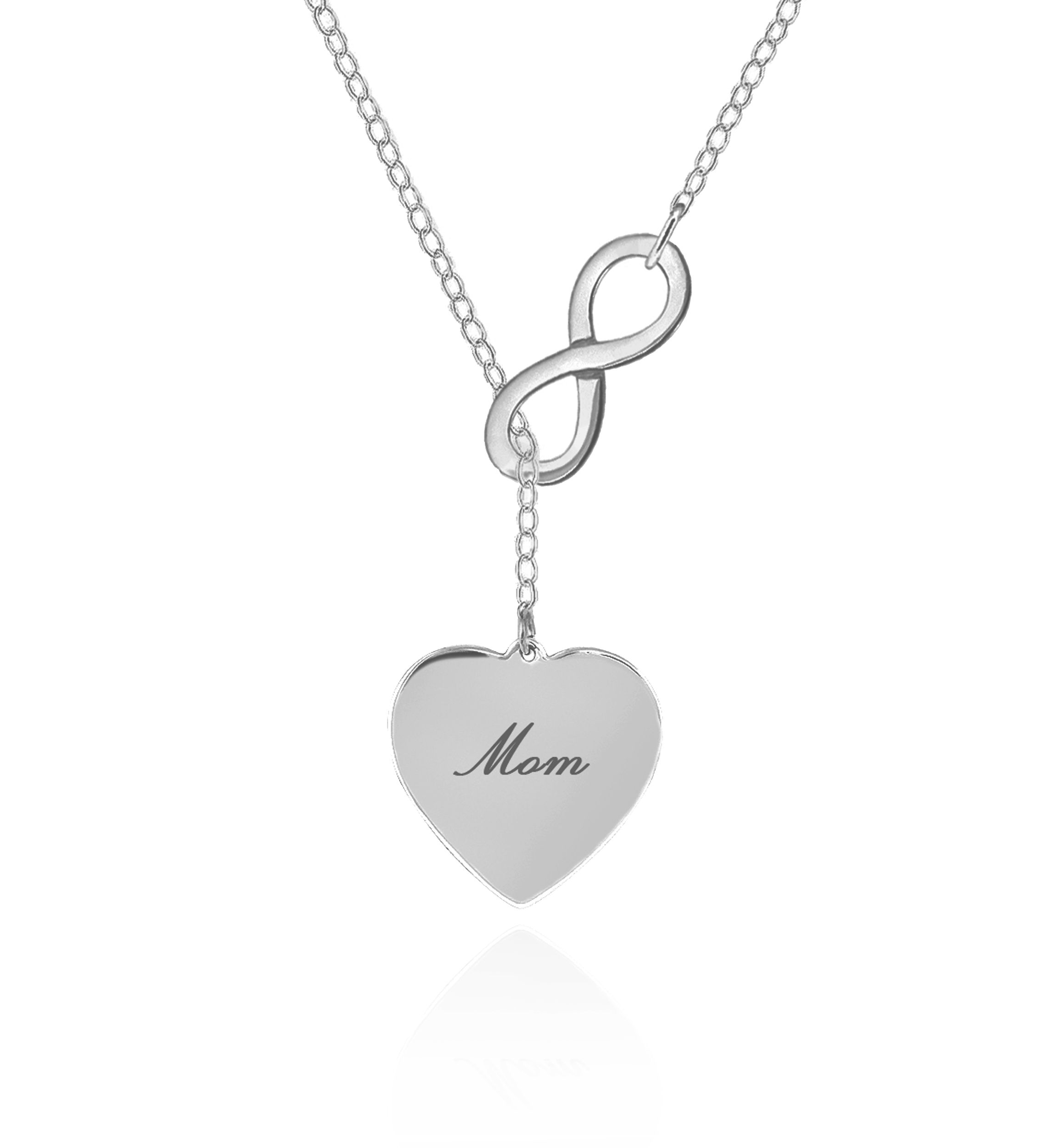 Sterling Silver Mom Infinity Heart Necklace
