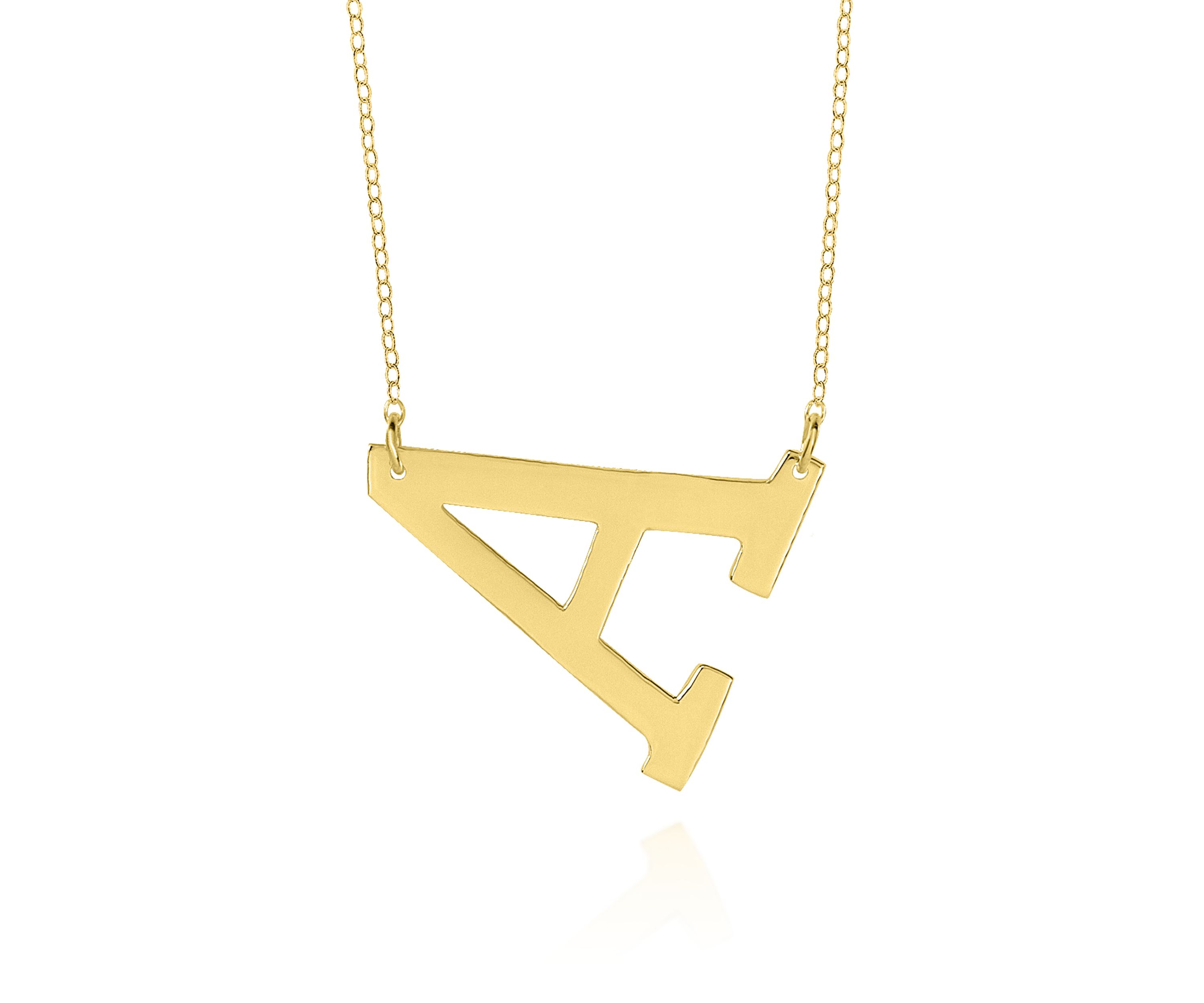 14k Yellow Gold Horizontal A Necklace