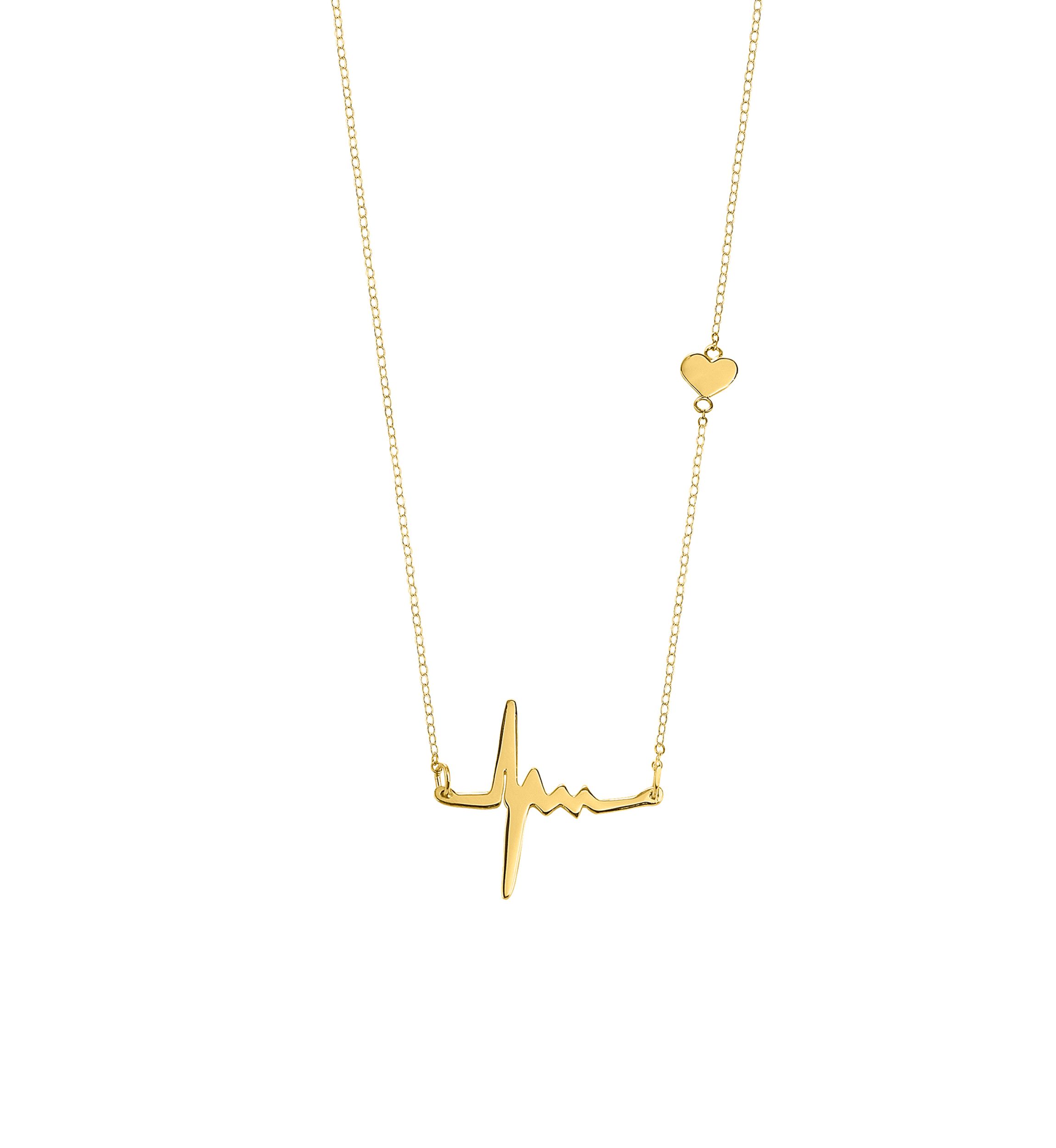 10k Yellow Gold Heartbeat Pendant