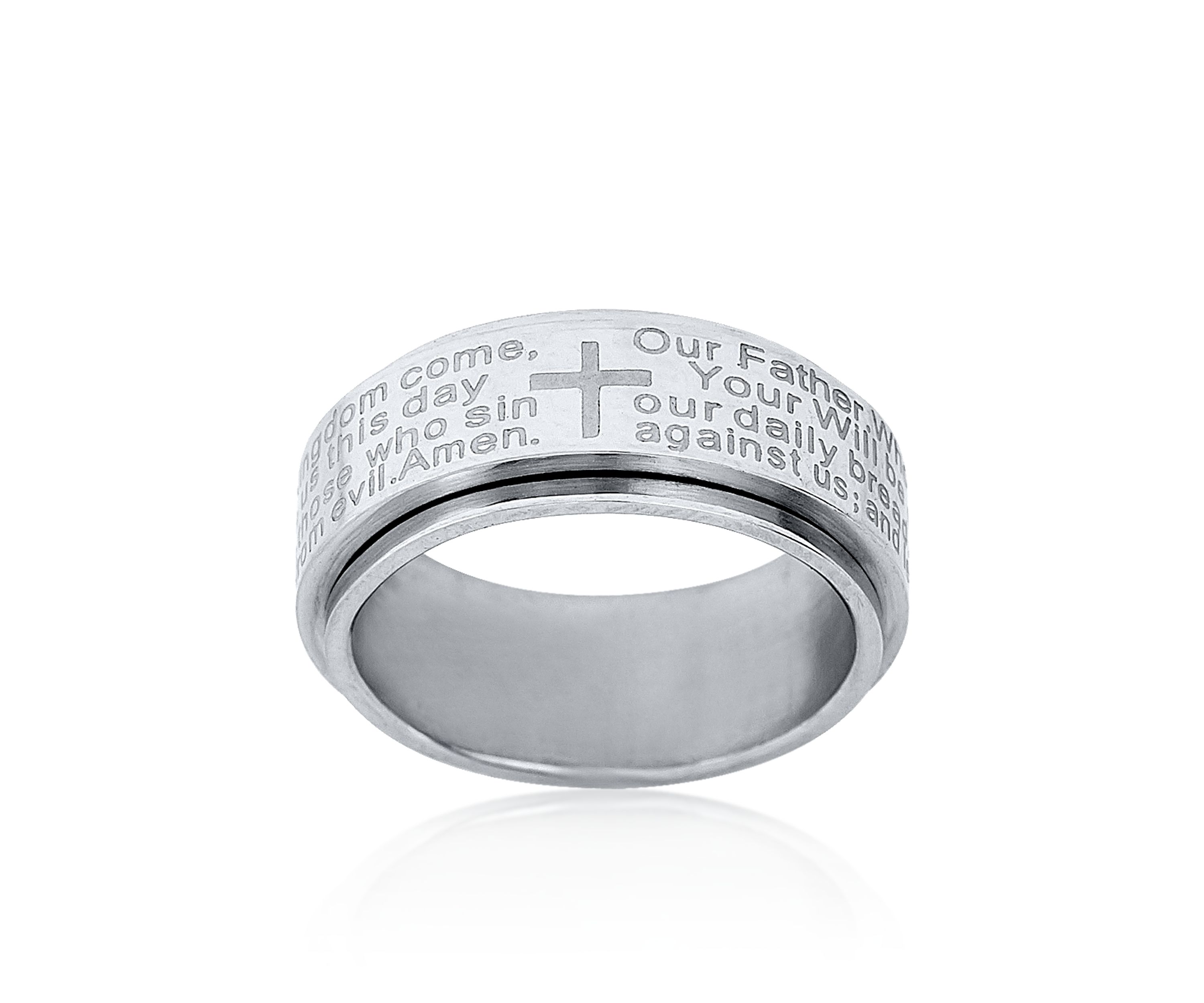 Mens Stainless Steel Lords Prayer Ring