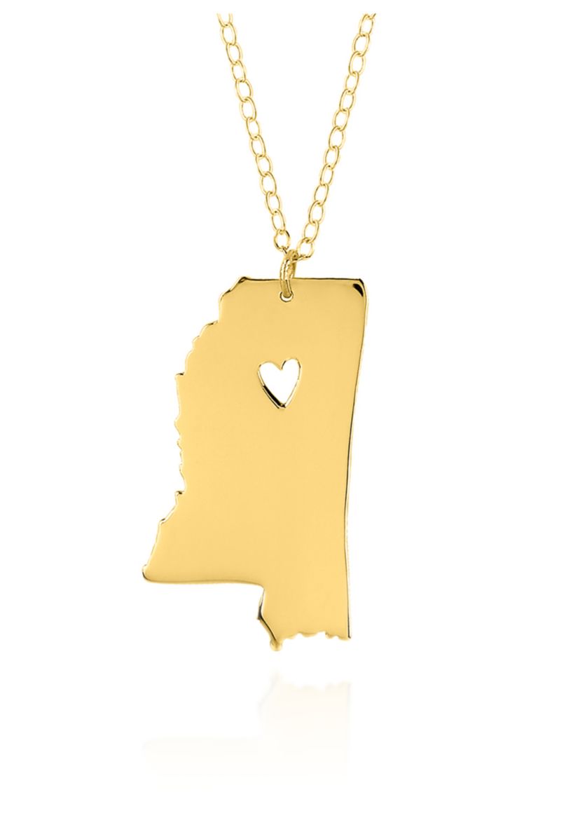 14k Yellow Gold Mississippi State Pendant