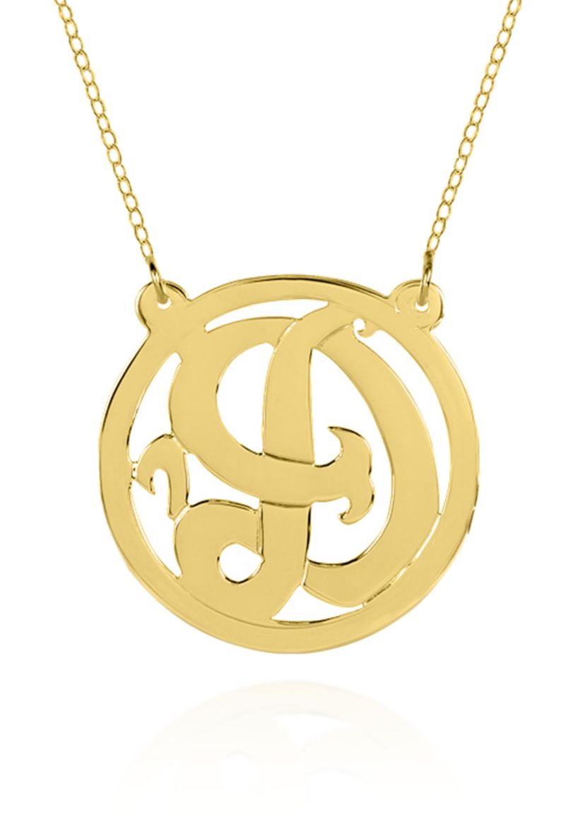 14k Yellow Gold D Monogram Necklace
