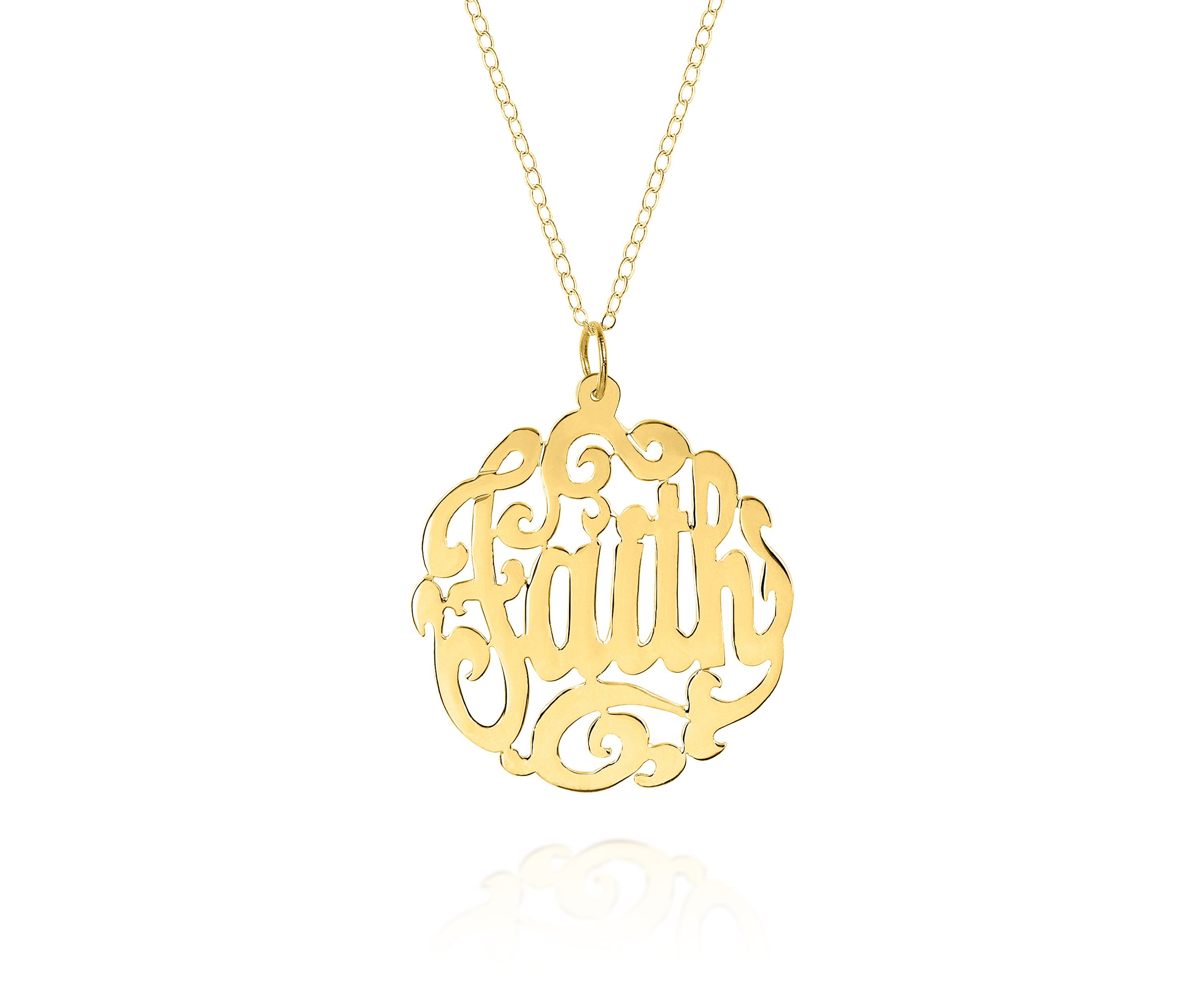 14k Yellow Gold Faith Monogram Pendant