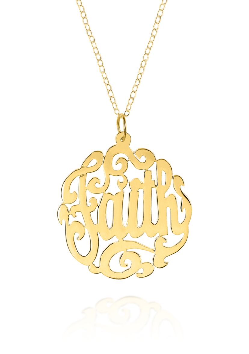 14k Yellow Gold Faith Monogram Pendant