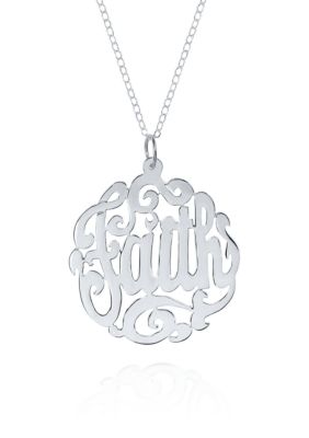 Belk & Co Sterling Silver Faith Monogram Pendant, Grey