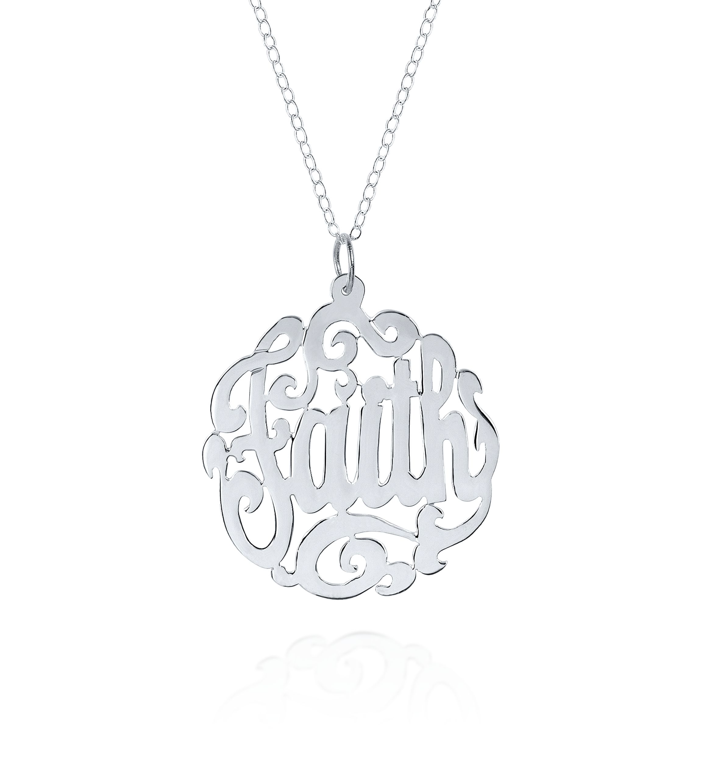 Sterling Silver Faith Monogram Pendant