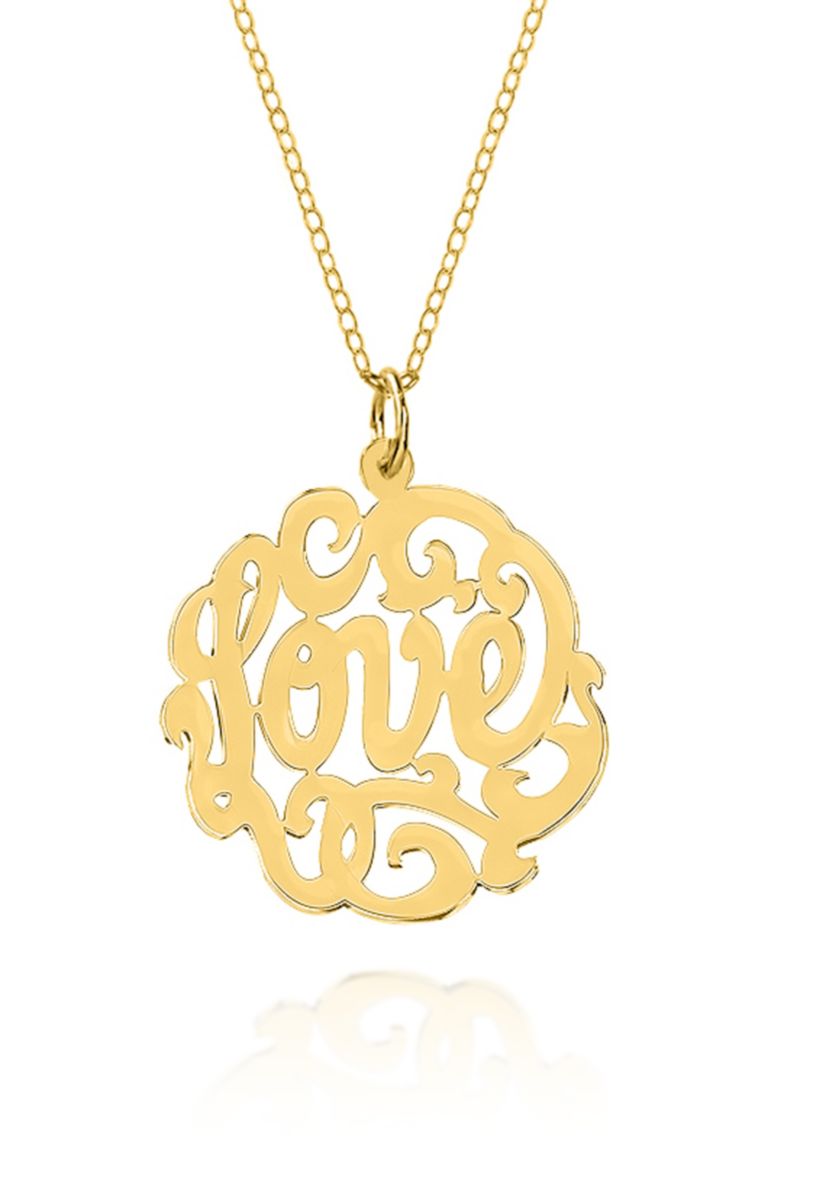 10k Yellow Gold Love Monogram Pendant