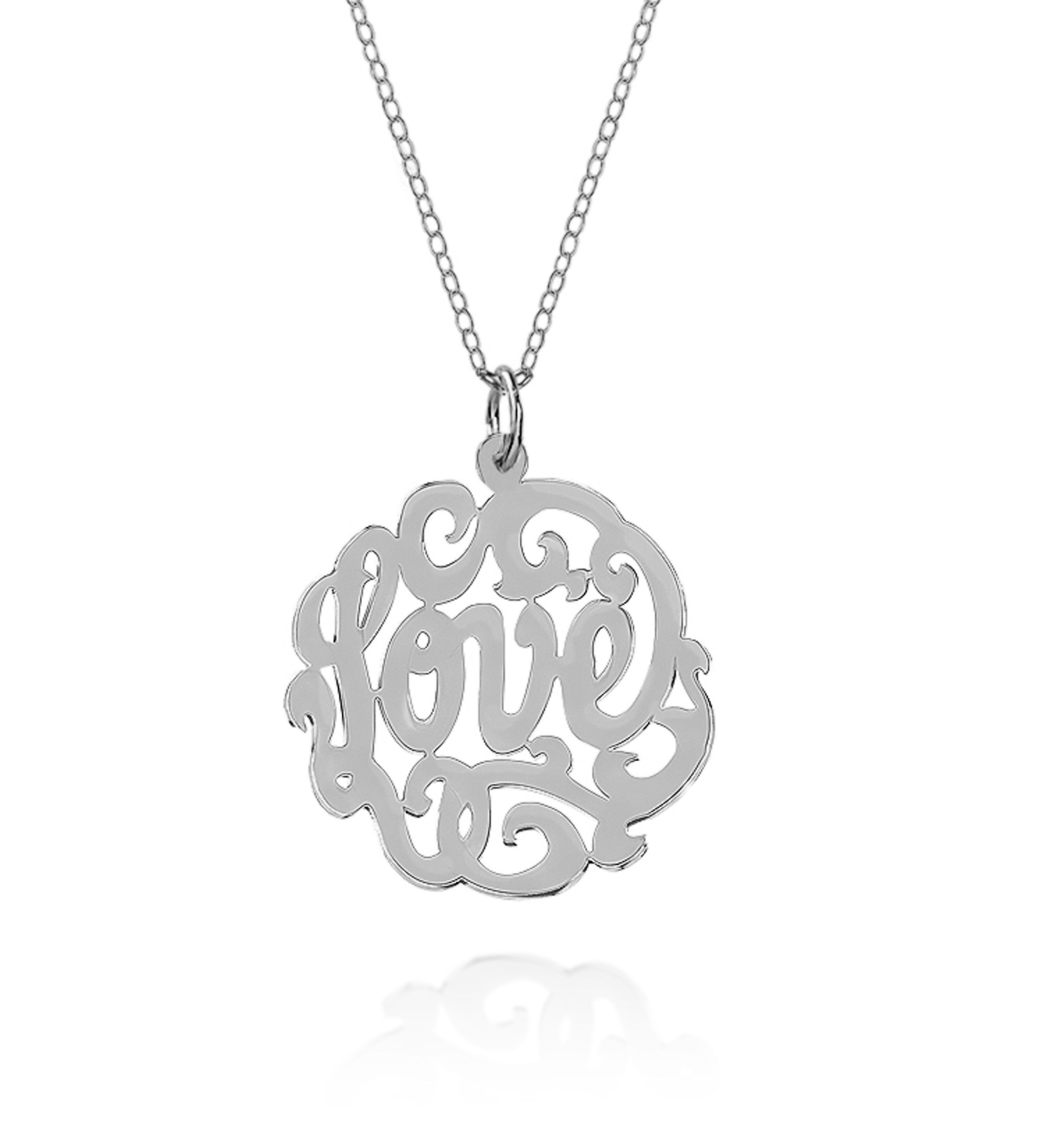 Sterling Silver Love Monogram Pendant