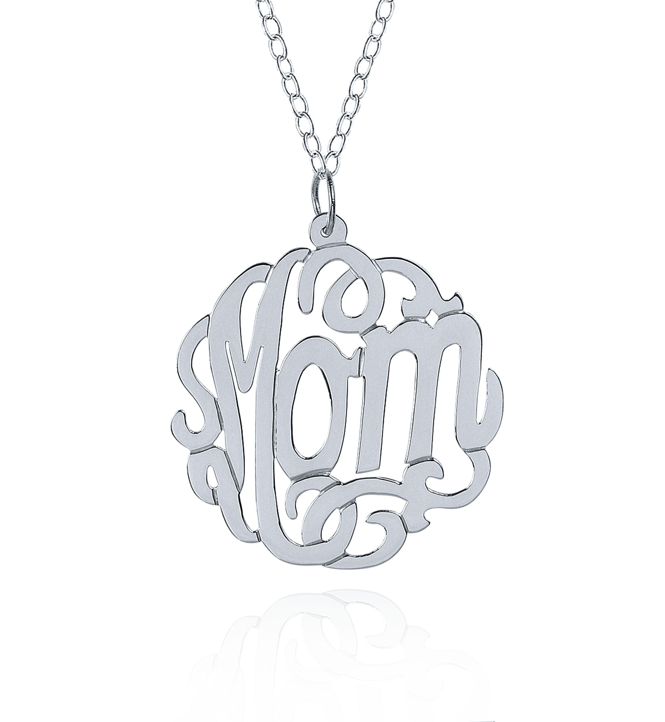 Sterling Silver Mom Monogram Pendant
