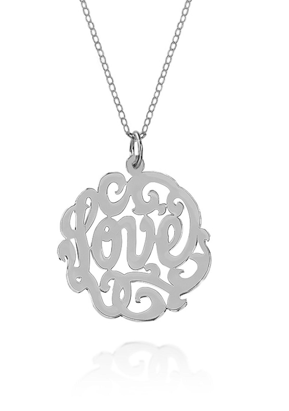 Sterling Silver Love Monogram Pendant