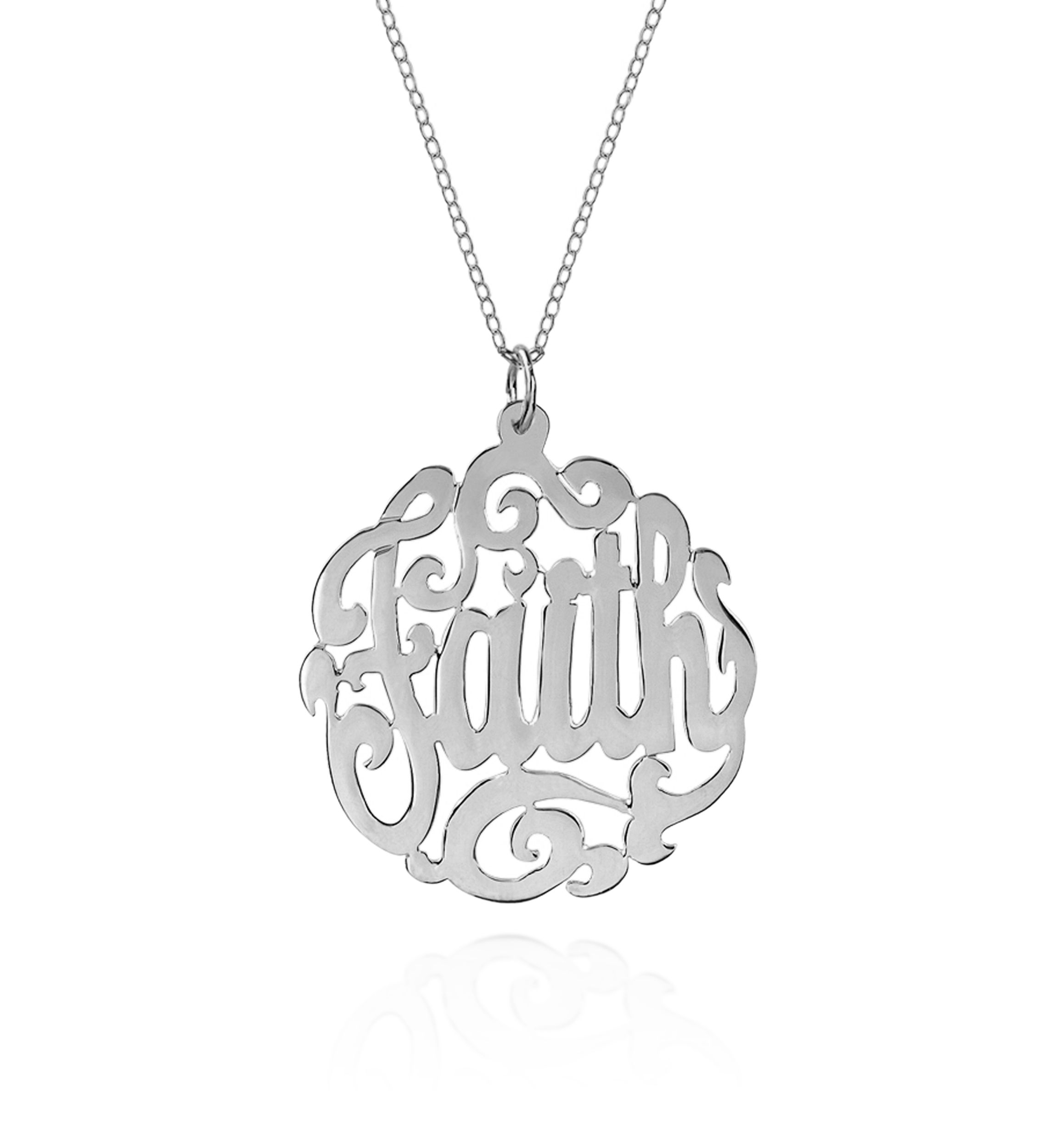 Sterling Silver Faith Monogram Pendant