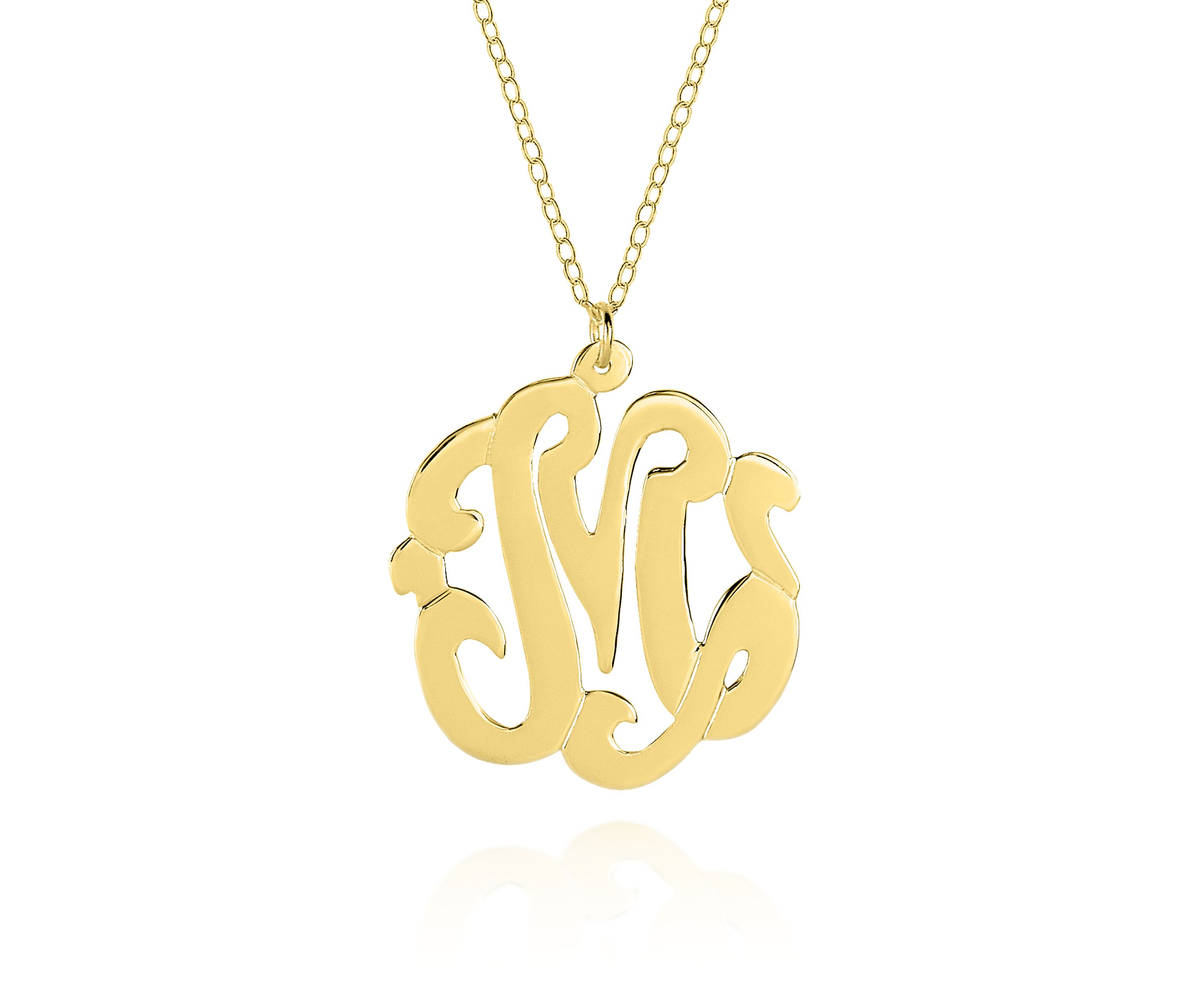 14k Yellow Gold M Monogram Necklace