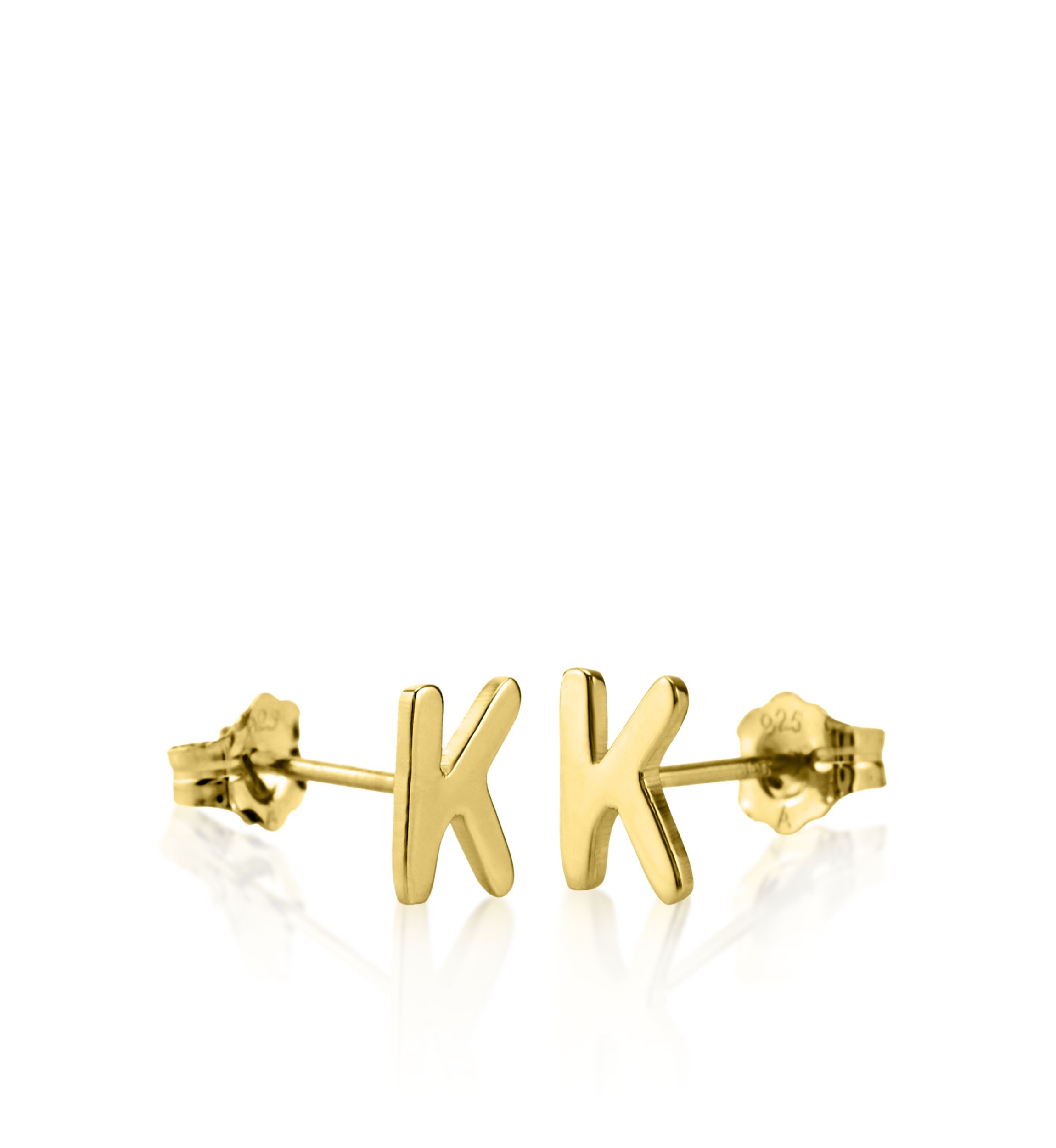 10k Yellow Gold K Initial Earrings