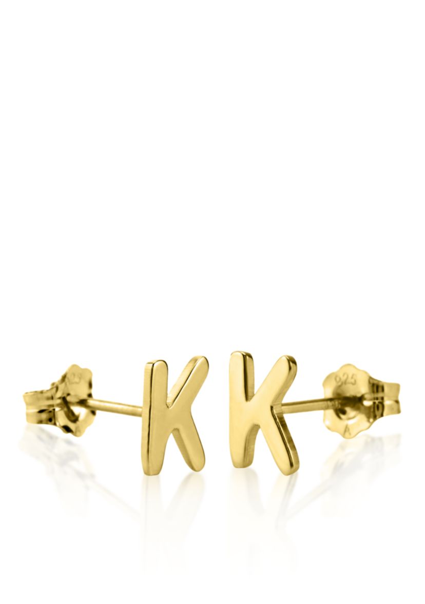 10k Yellow Gold K Initial Earrings