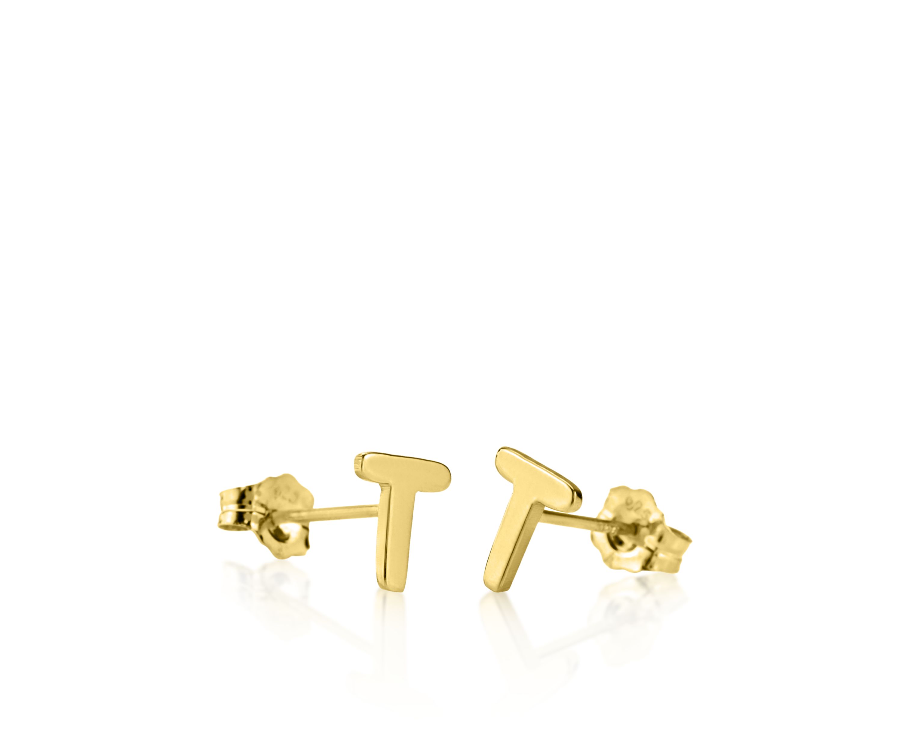 10k Yellow Gold T Initial Earrings