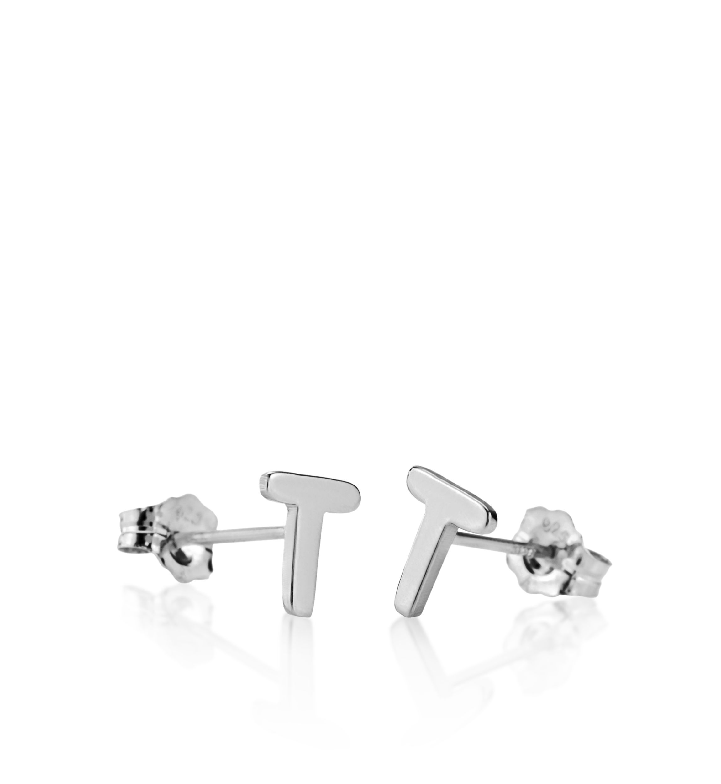 Sterling Silver T Initial Earrings