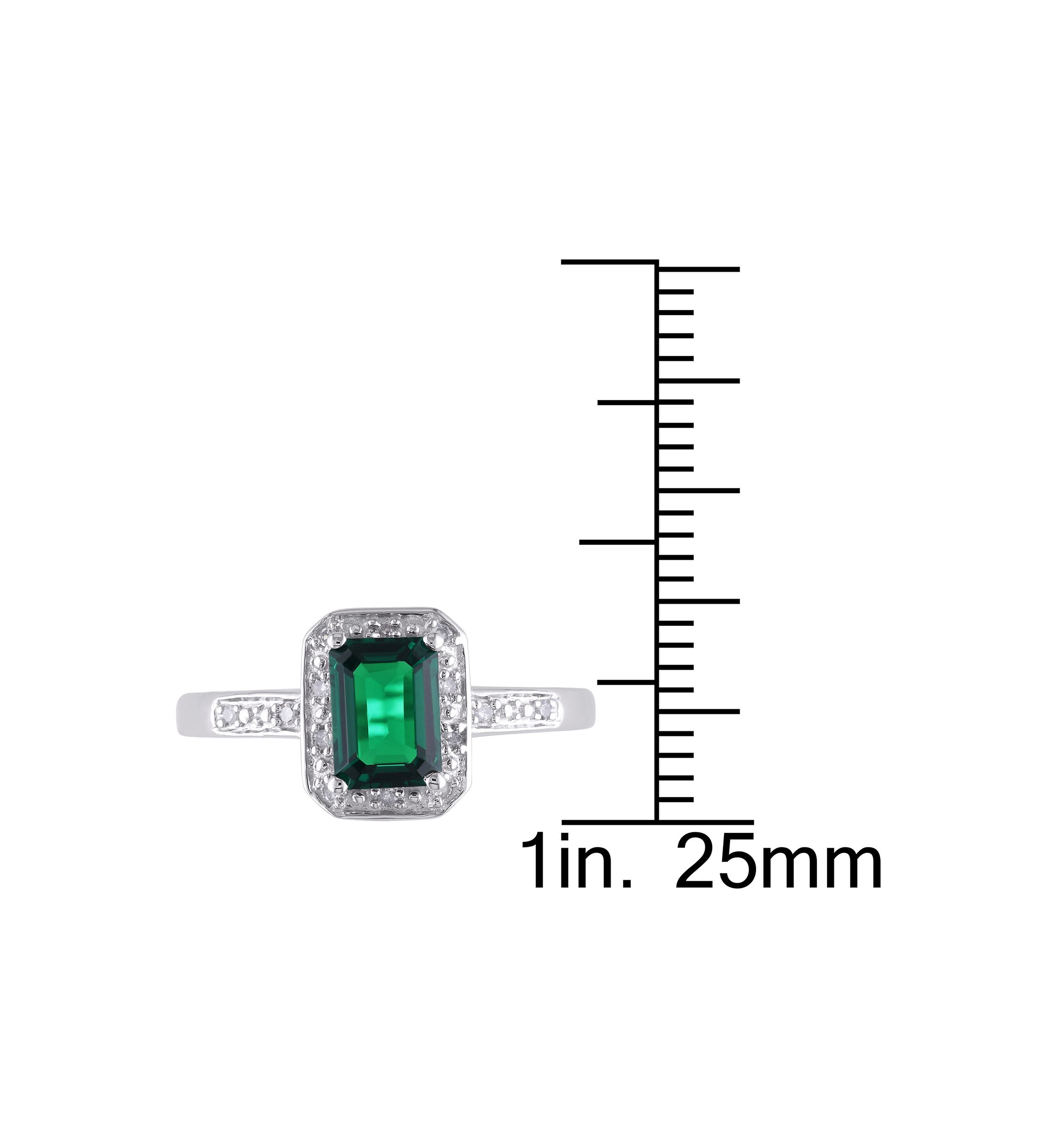 7/8 ct. t.w. Created Emerald and Diamond-Accent Halo Ring in 10k White Gold