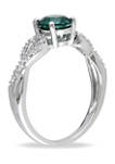 4/5 ct. t.w. Created Emerald and 1/10 ct. t.w. Diamond Engagement Ring in 10k White Gold