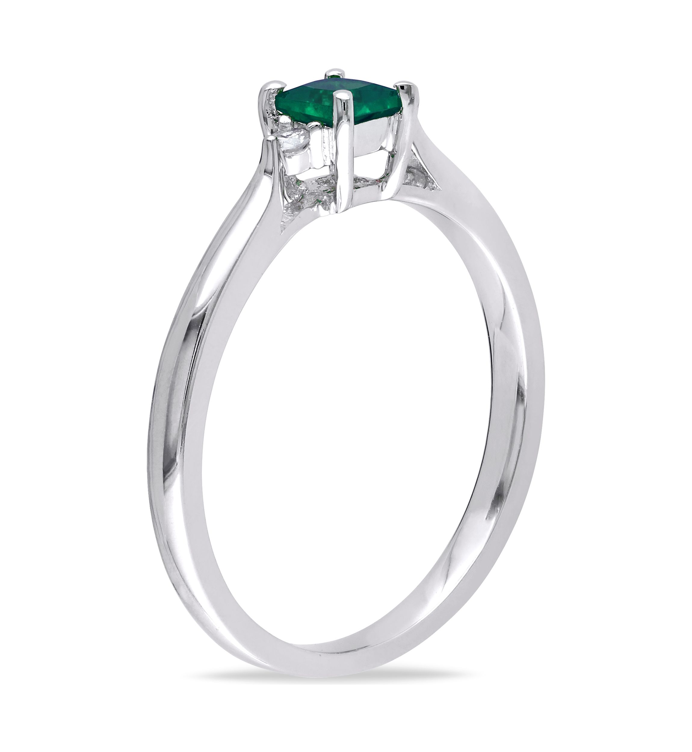 1/5 ct. t.w. Created Emerald and Diamond Accent Promise Ring in Sterling Silver