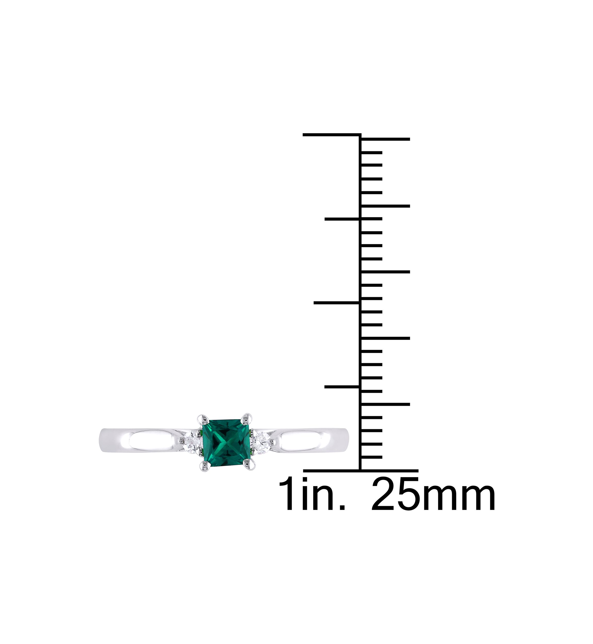 1/5 ct. t.w. Created Emerald and Diamond Accent Promise Ring in Sterling Silver
