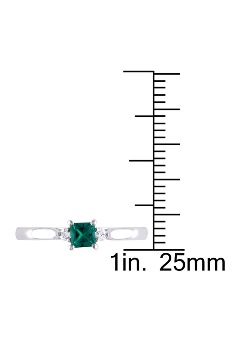 1/5 ct. t.w. Created Emerald and Diamond Accent Promise Ring in Sterling Silver