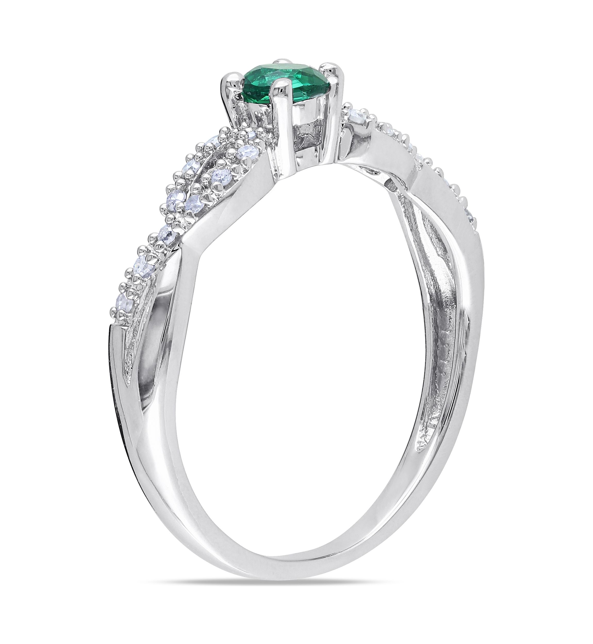 1/10 ct. t.w. Created Emerald and 1/10 ct. t.w. Diamond Infinity Engagement Ring in Sterling Silver