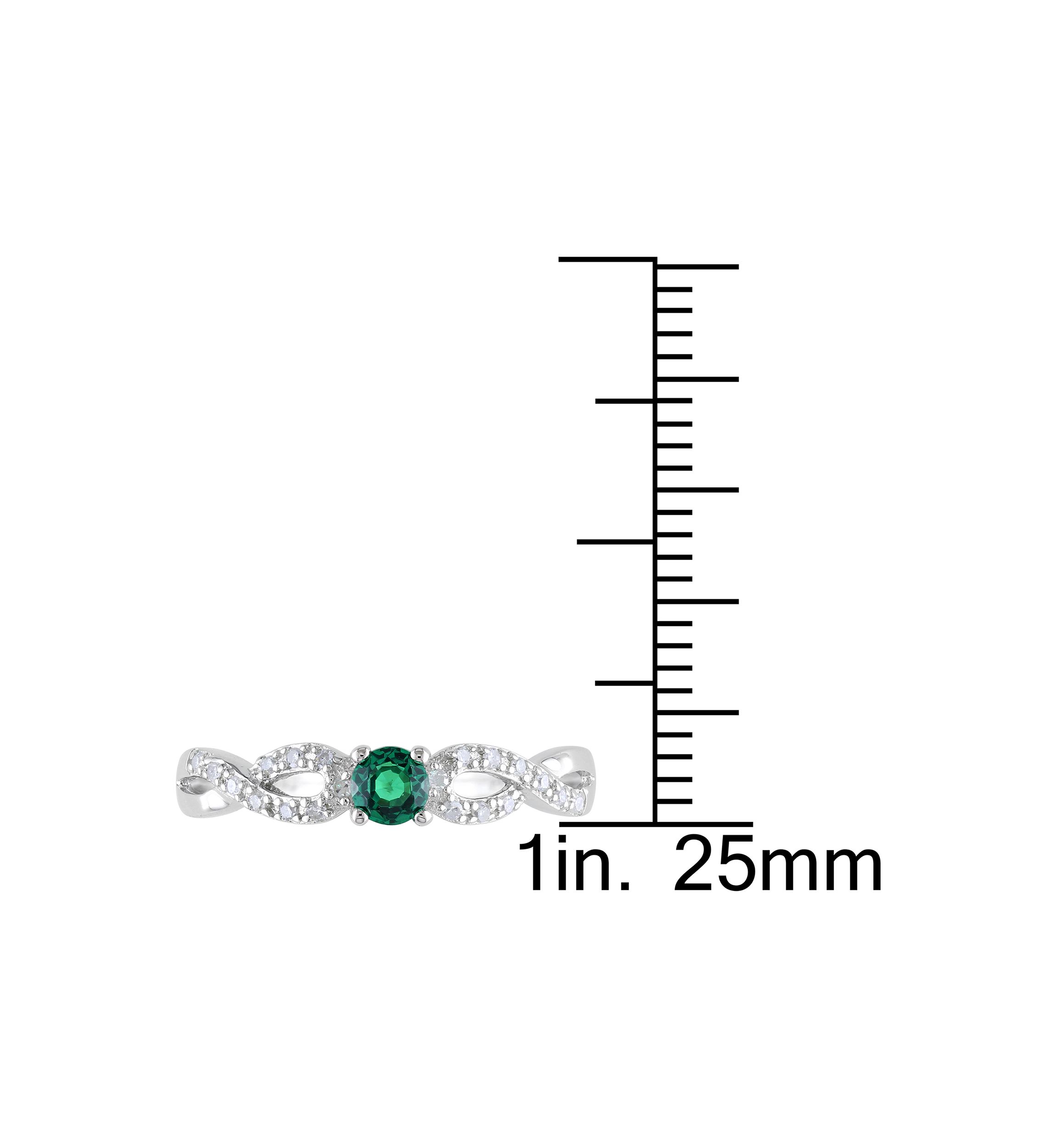 1/10 ct. t.w. Created Emerald and 1/10 ct. t.w. Diamond Infinity Engagement Ring in Sterling Silver