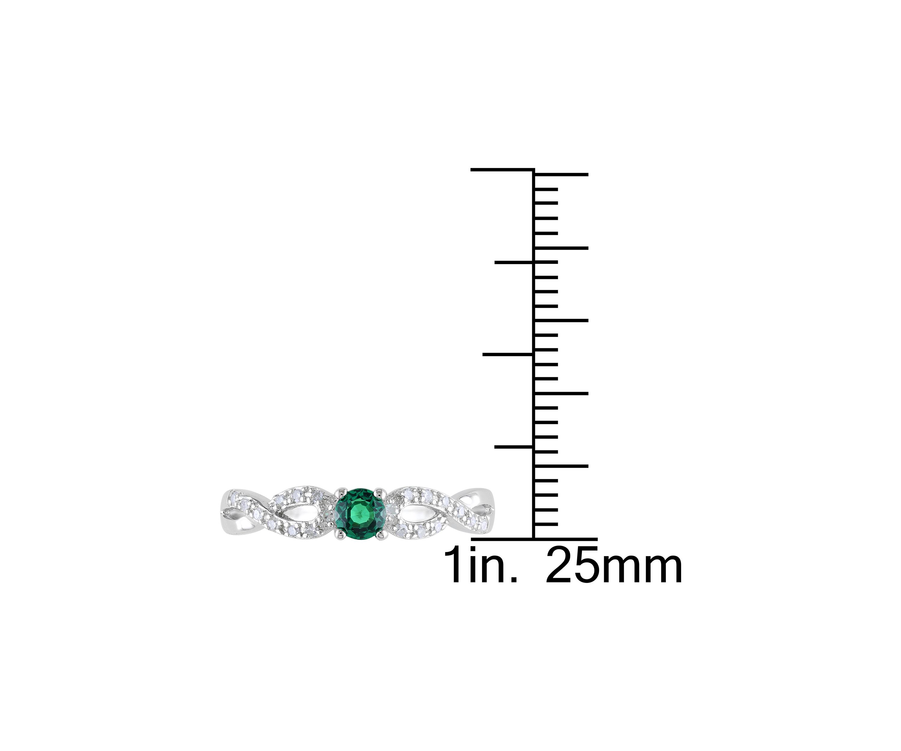 1/10 ct. t.w. Created Emerald and 1/10 ct. t.w. Diamond Infinity Engagement Ring in Sterling Silver