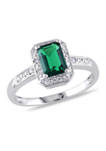 7/8 ct. t.w. Created Emerald and Diamond-Accent Halo Ring in Sterling Silver
