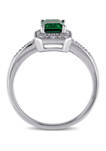 7/8 ct. t.w. Created Emerald and Diamond-Accent Halo Ring in Sterling Silver