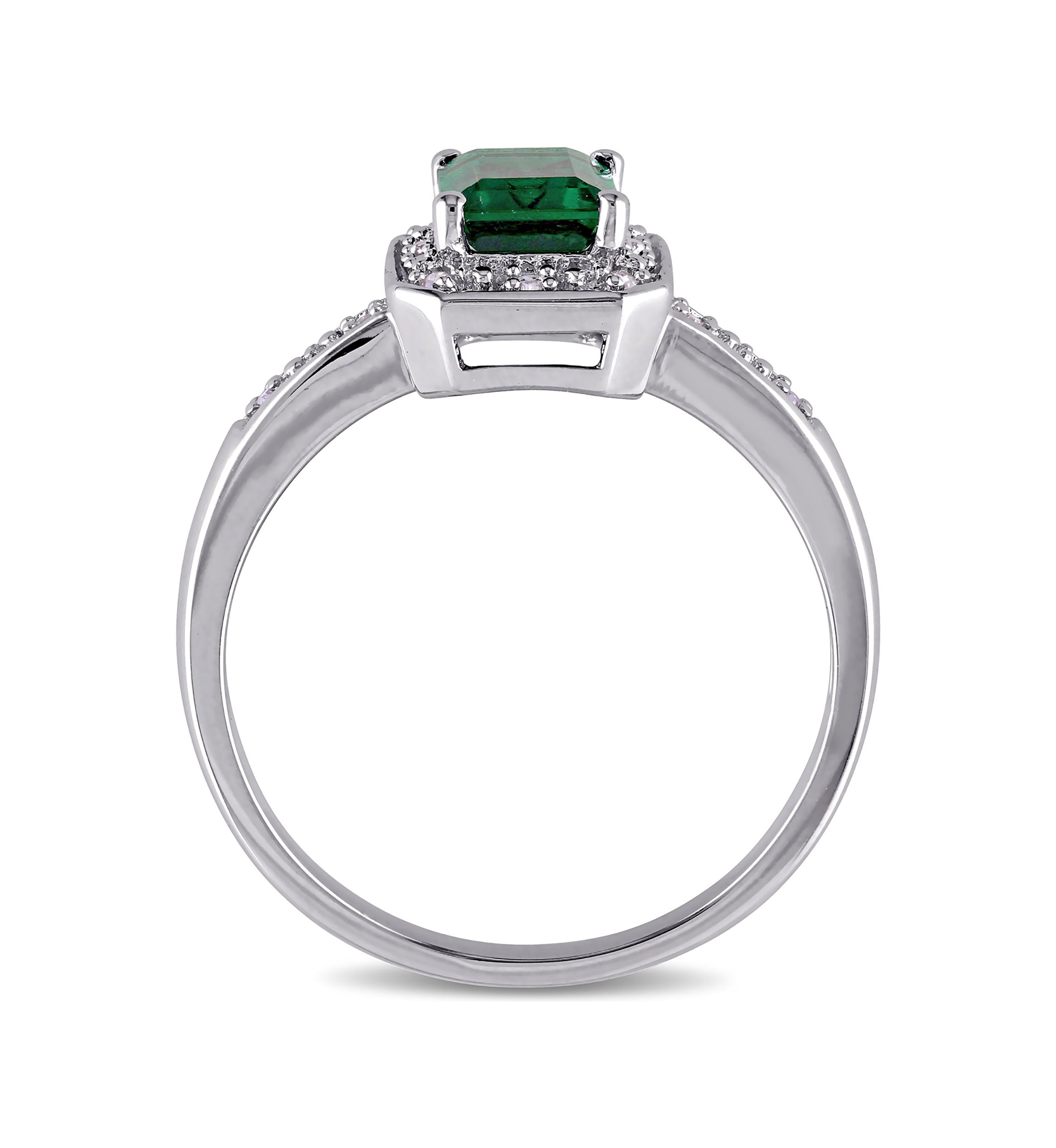7/8 ct. t.w. Created Emerald and Diamond-Accent Halo Ring in Sterling Silver