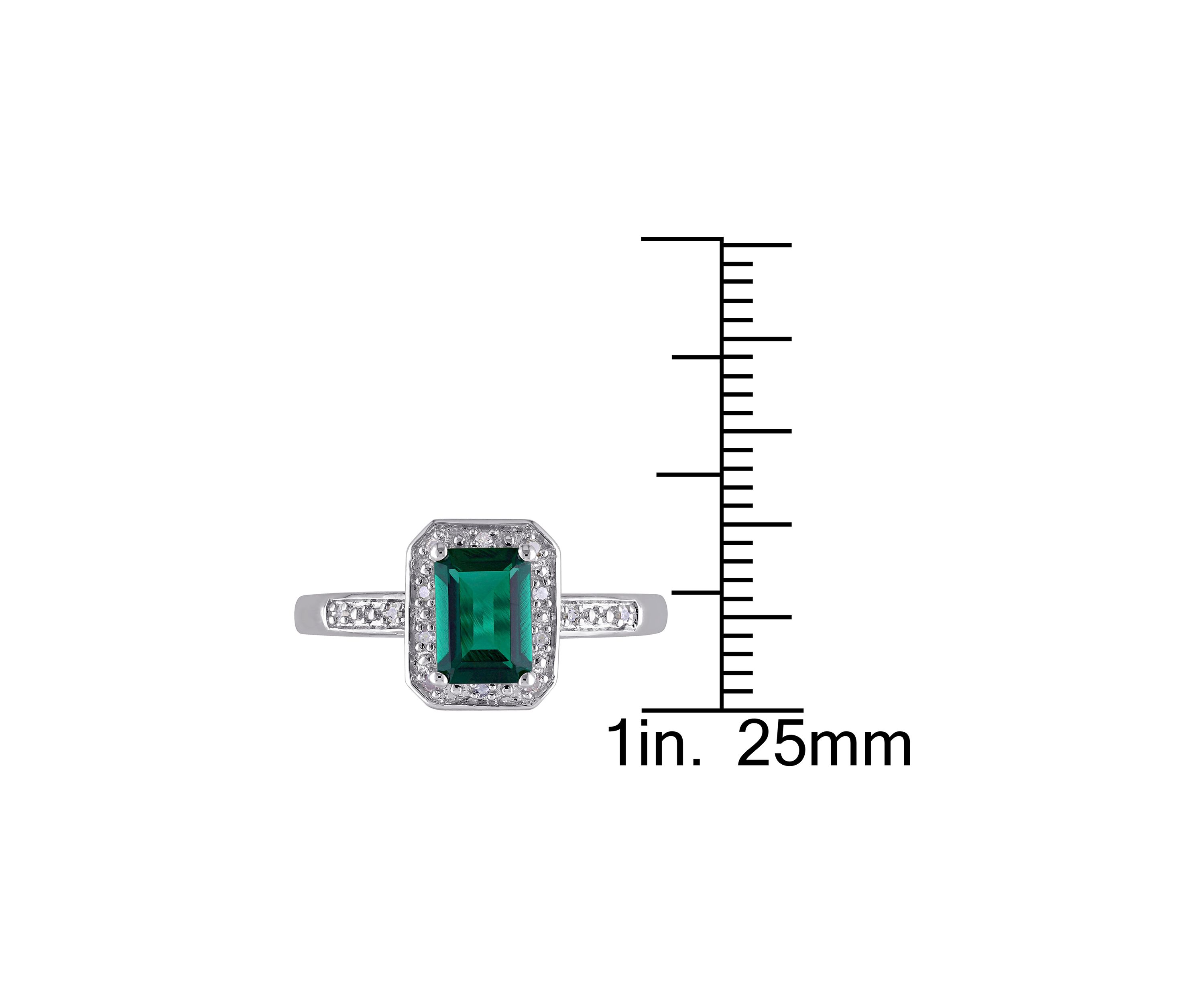 7/8 ct. t.w. Created Emerald and Diamond-Accent Halo Ring in Sterling Silver