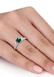 Created Emerald and White Sapphire Diamond Accent 3-Stone Ring in 10k White Gold